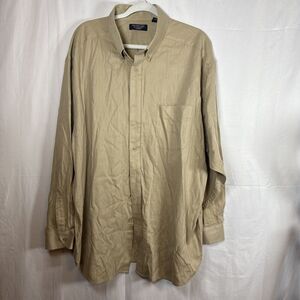 Men’s Roundtree & Yorke Long Sleeve Shirt 3X Button Down Khaki Preowned